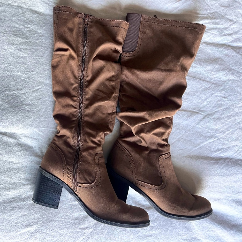 Knee high suede boots